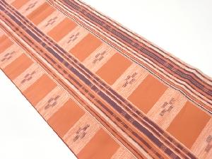 本場筑前博多縞に変わり格子模様織出し袋帯